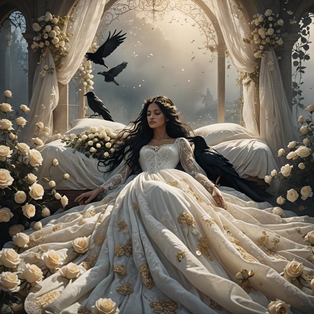 Sleeping Beauty in Enchanted Gothic Castle