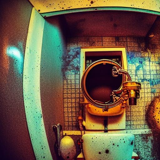 Steampunk Toilet with Hallucinogenic Splattergore Details
