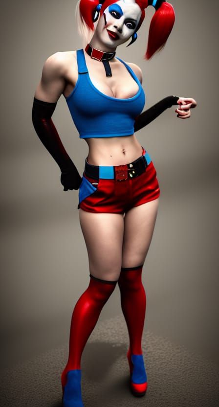 Harley Quinn Portrait in Hyperrealistic Comic Style