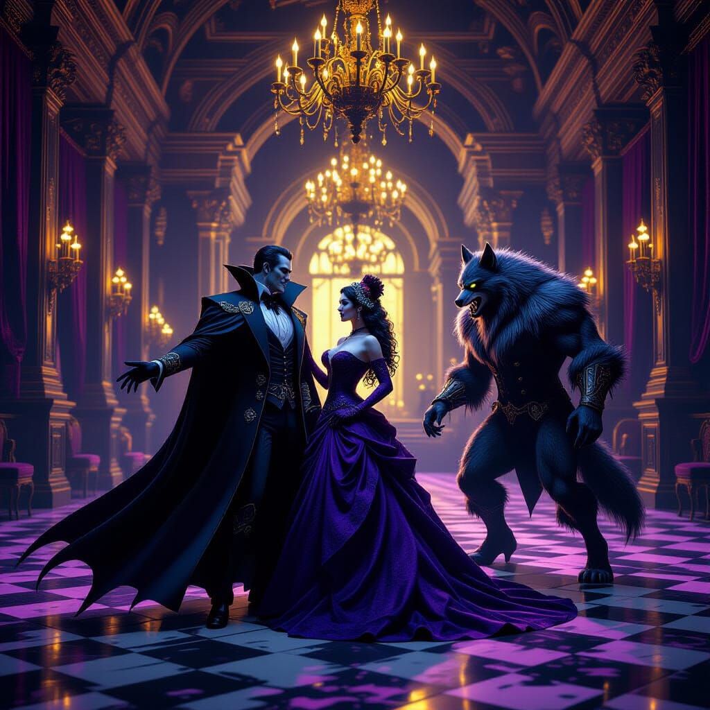 Dracula and Werewolf at Haunted New Year's Ball