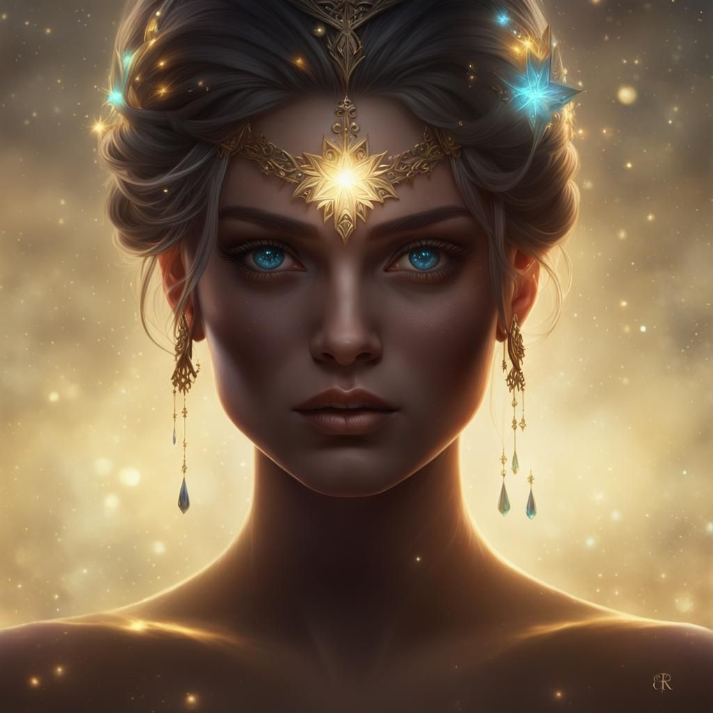 Hyperrealistic Starlight Queen Portrait in Fantasy Art Style