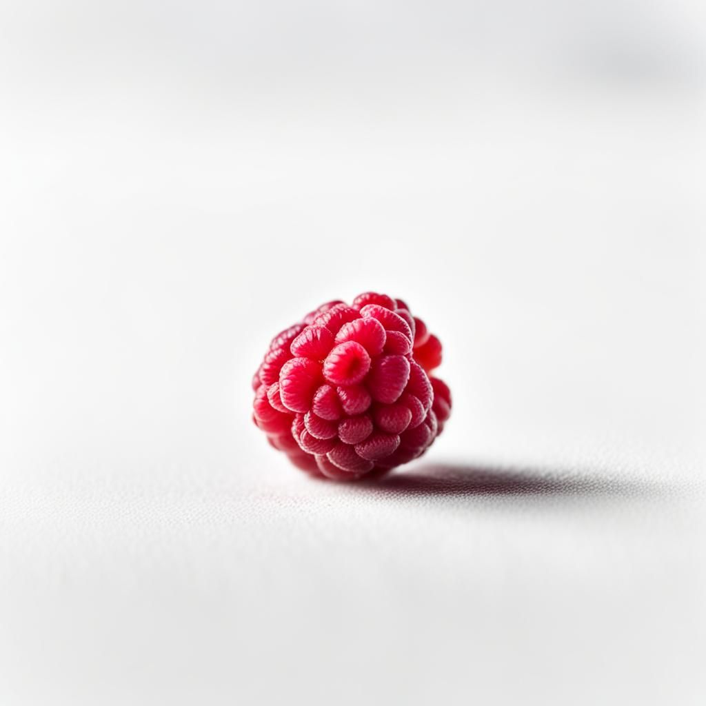 Single Raspberry on White: Minimalist Still Life