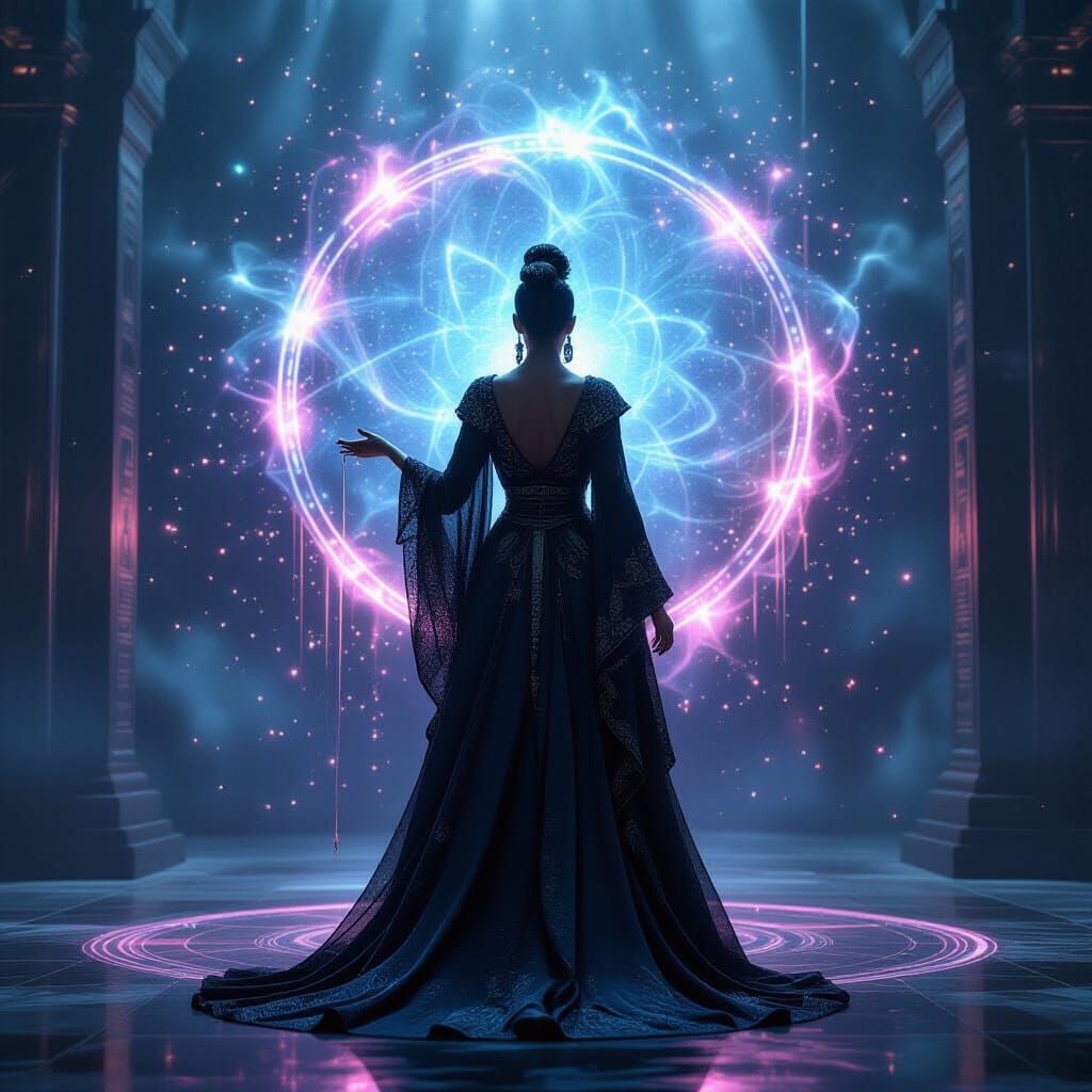 Fashion Designer Weaving Nebulae: Matte Painting