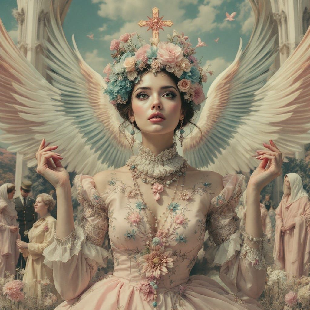 Surreal Australian Woman in Whimsical Cathedral Landscape