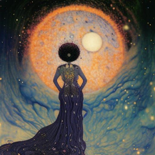 Radiant Shattered Moon with Lava Reflections