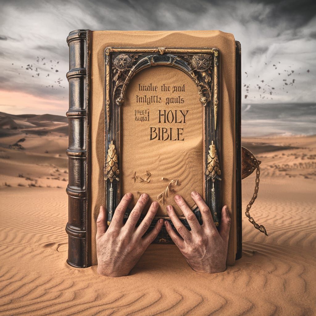 Ancient Holy Bible with Bronze Frame, Art Nouveau