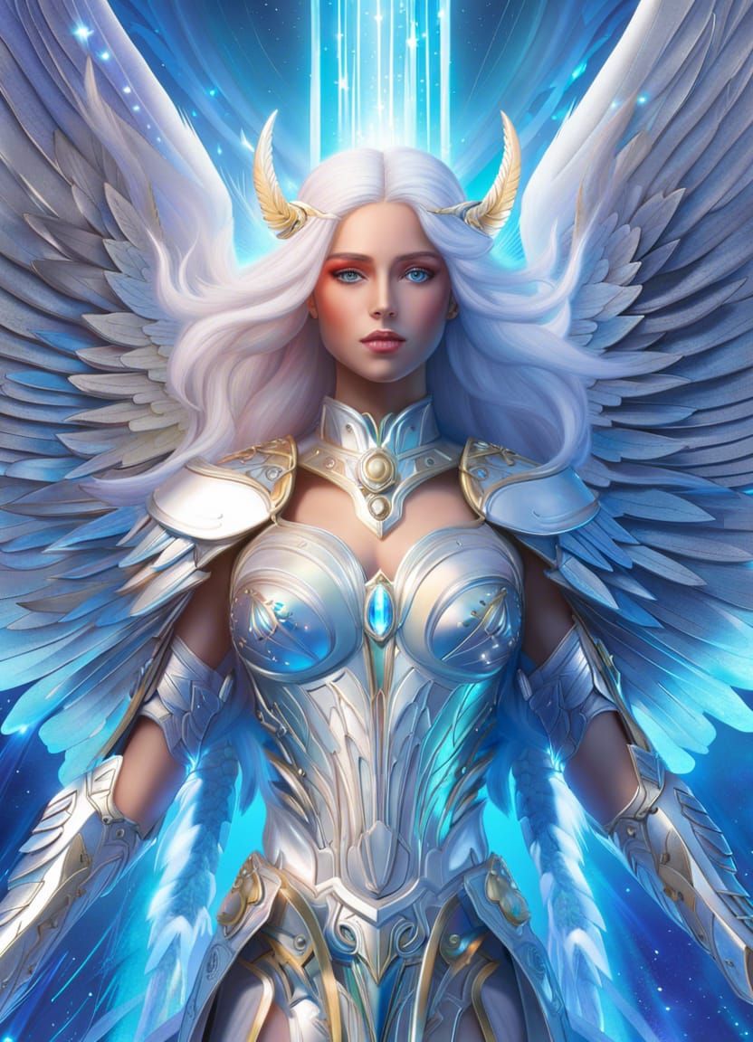 Angelic Seraphim in Holographic Astral Illustration