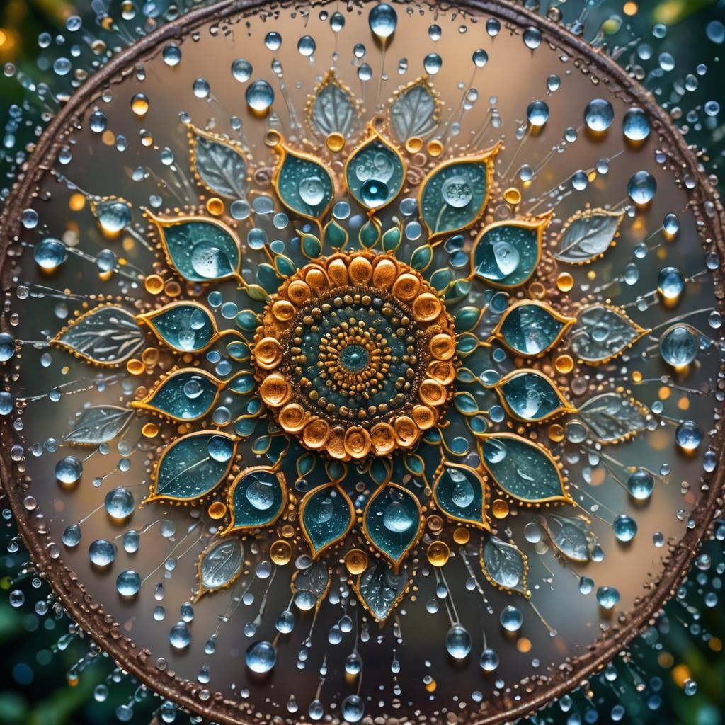 Waterdrop Mandala in Professional Photography Style