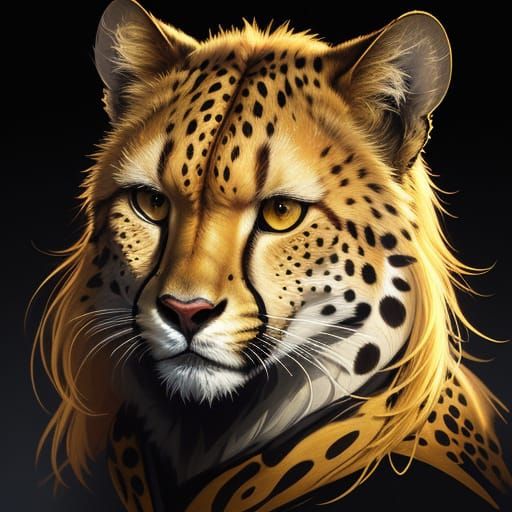 Cute Cheetah Portrait in Vibrant Triadic Colors