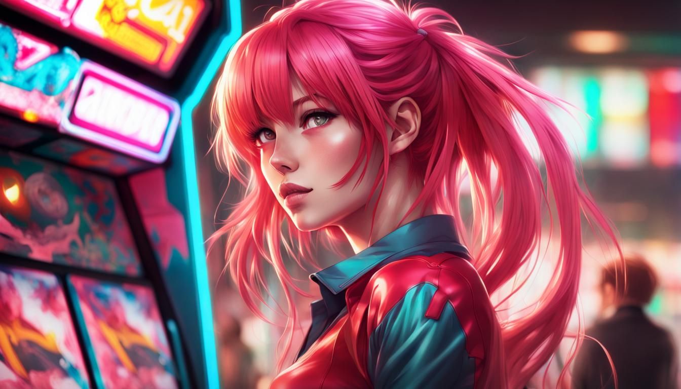 Asuka Langley Soryu at the Arcade: Anime Art