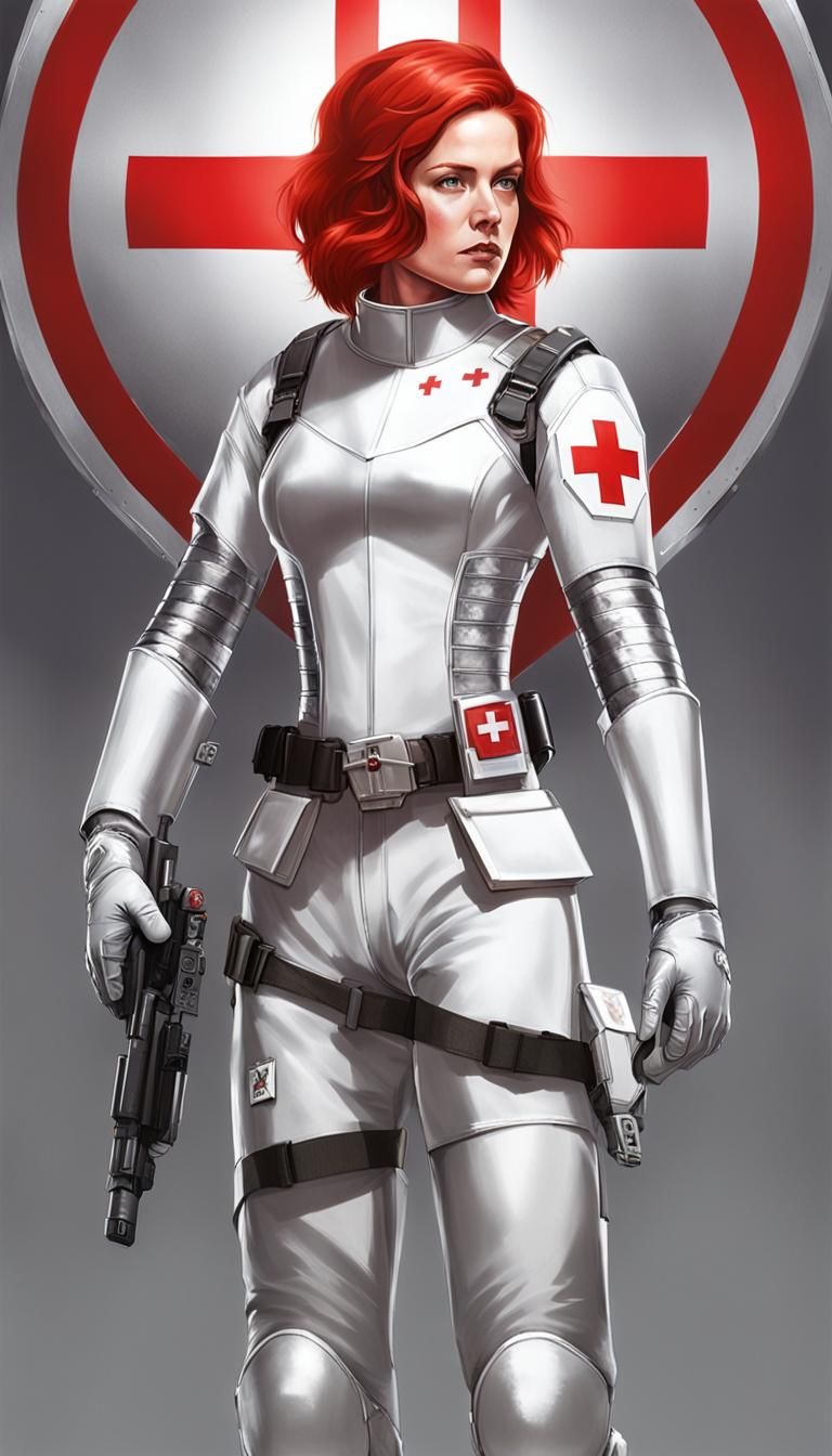 Armored Redhead Fighter Pilot in White Metal