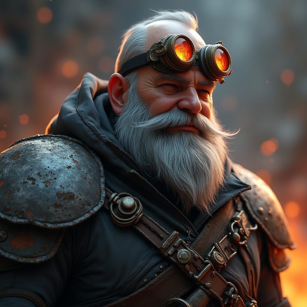 Steampunk Engineer in Dark Fantasy Style