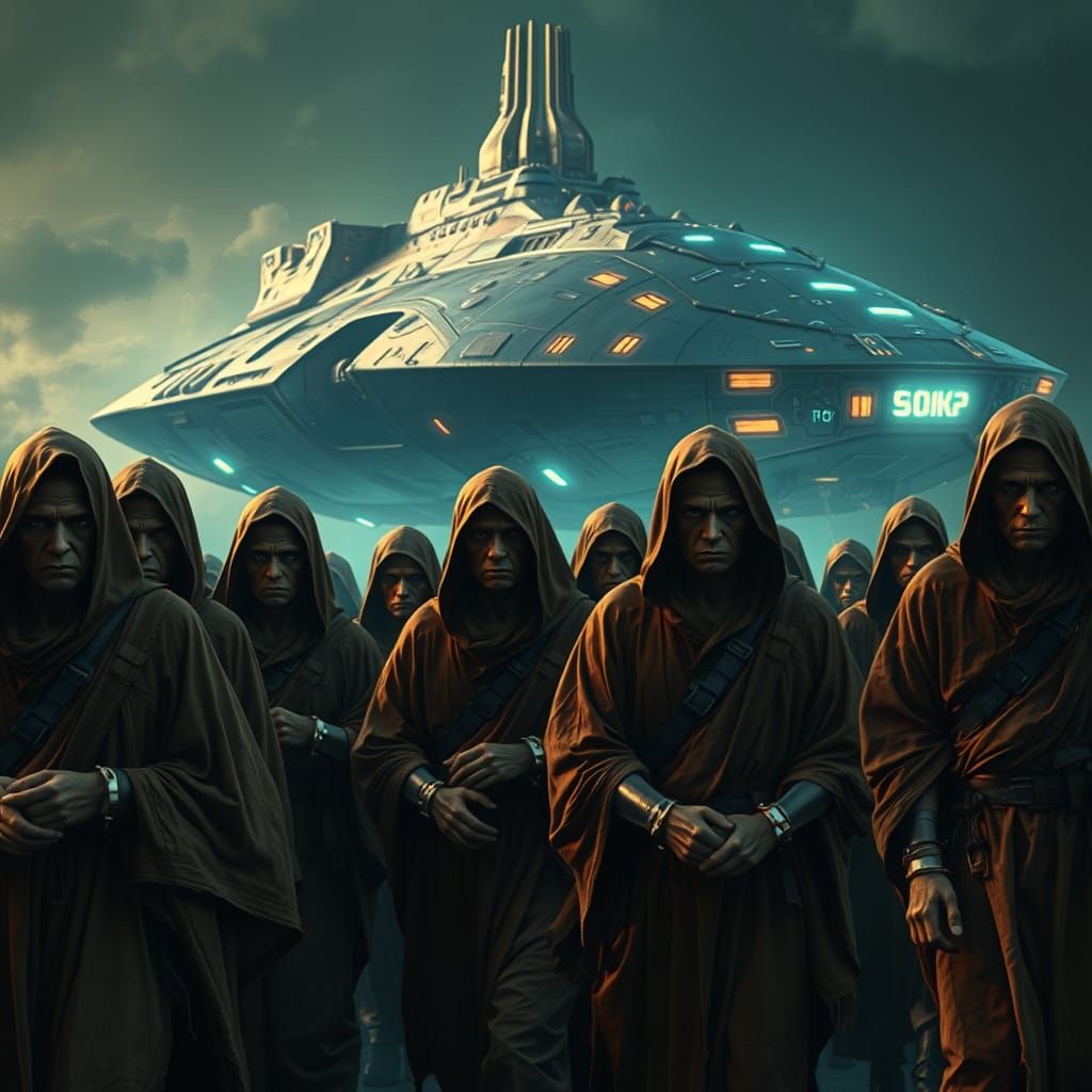 Weary Captives Led to Mysterious Spaceship in a Dystopian La...