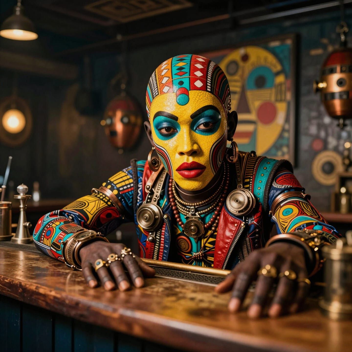 Steampunk Portrait with Vibrant Colors and Dynamic View