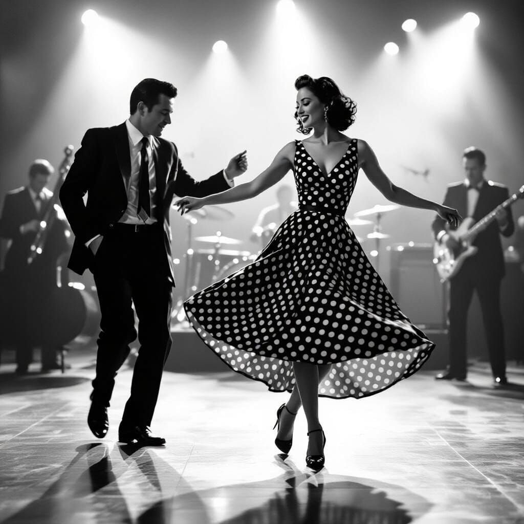 Vintage Dance Scene in Photojournalistic Style