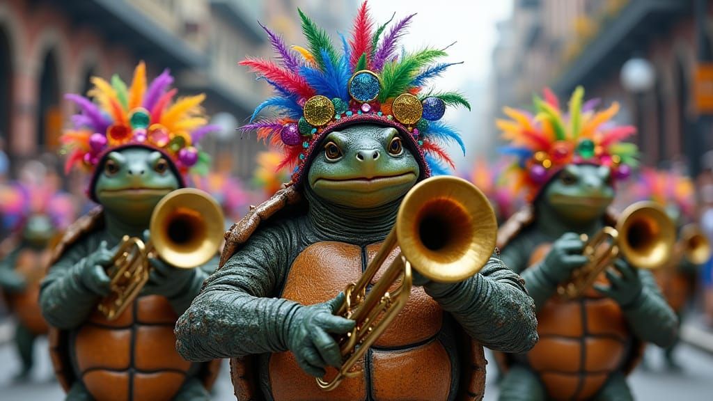 Mardi Gras Turtle Parade on Bourbon Street