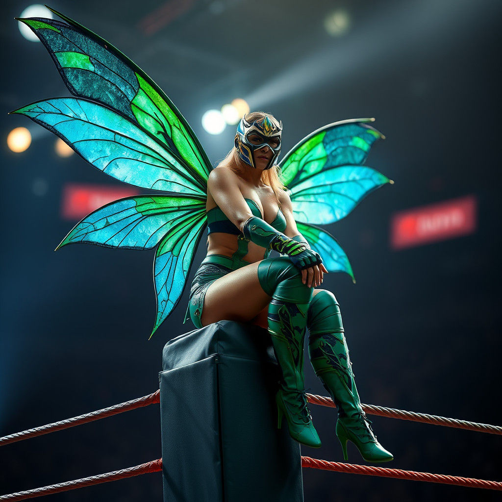 Fairy Pro Wrestler on Turnbuckle, Macro Photograph