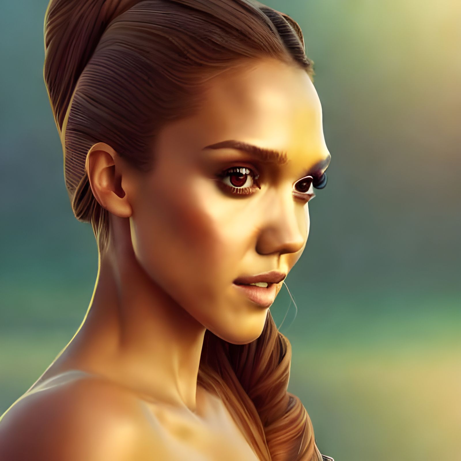 Jessica Alba Portrait in Detailed 3D Digital Art
