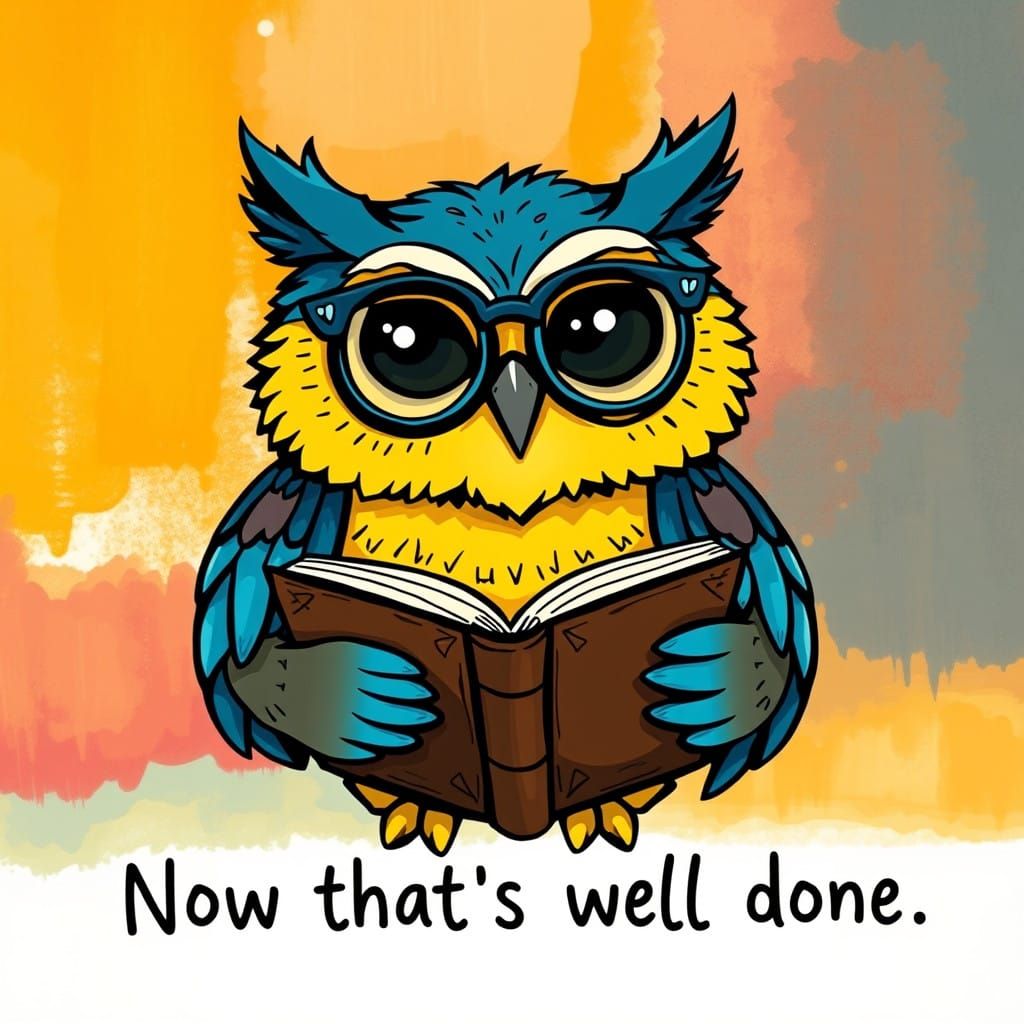 Vibrant Cartoon Owl Shares Treasured Secrets in a Whimsical....