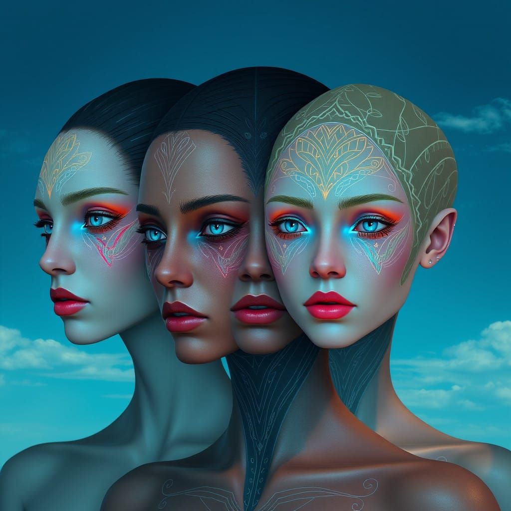Ethereal Goddesses in Iridescent Makeup