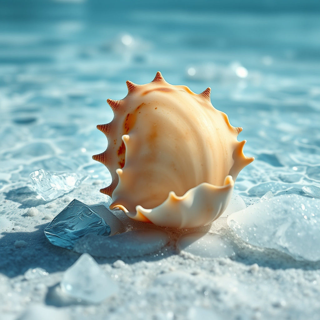 Detailed Conch Shell in Icy Crystal Water