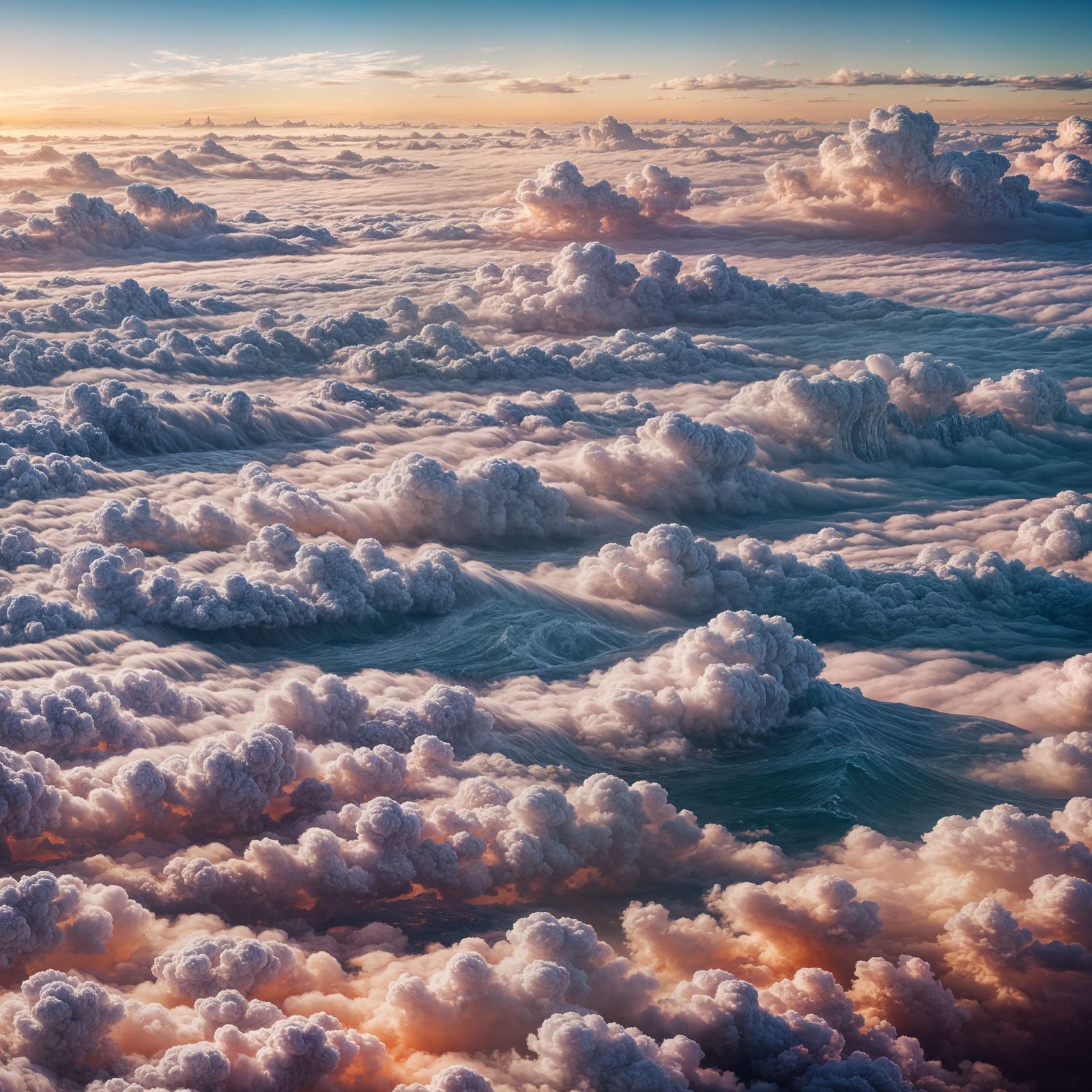 Hyperrealistic Sea of Clouds Detailed Matte Painting