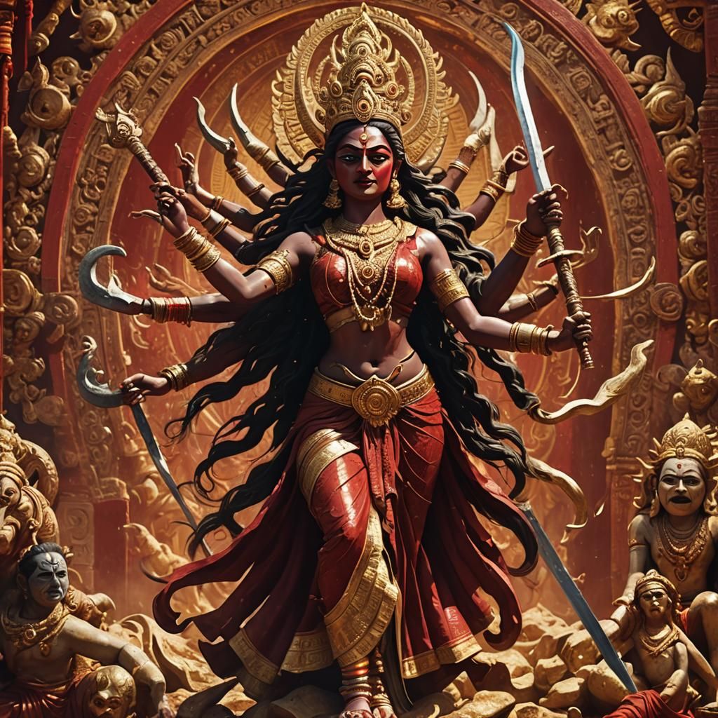 Chhinnamasta: Ferocious Goddess in Mystic Art Style