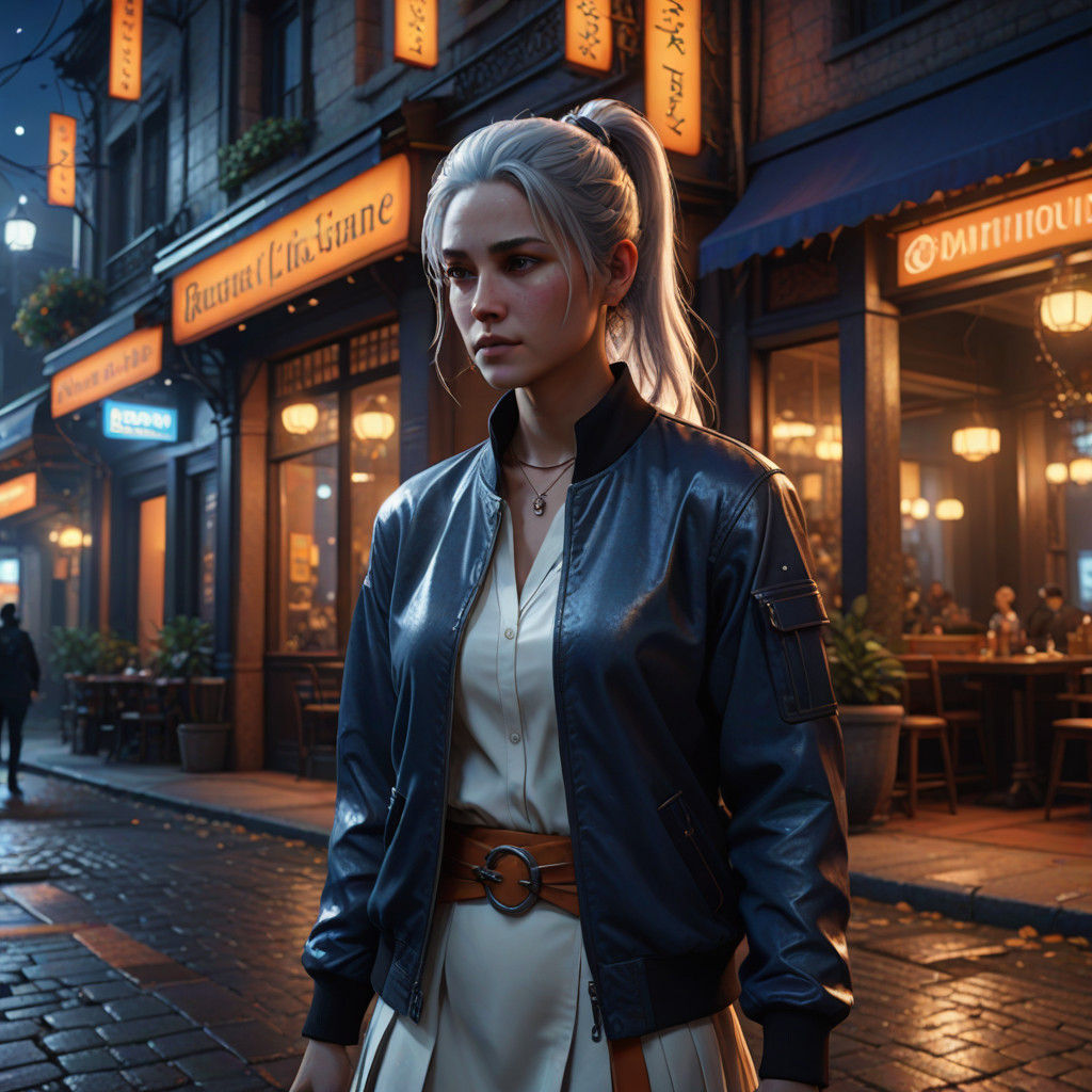 Elegant Woman Under Midnight Moonlight