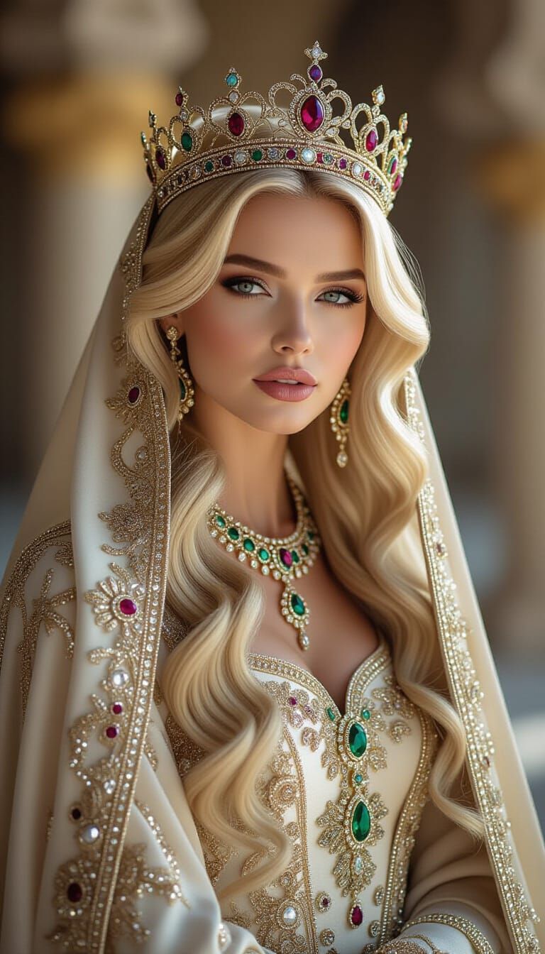 Regal Princess in Luxurious Abaya, Cinematic Style