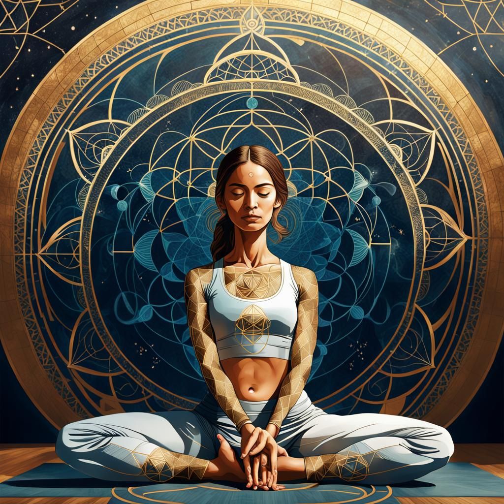 Woman in Yoga Pose with Sacred Geometry