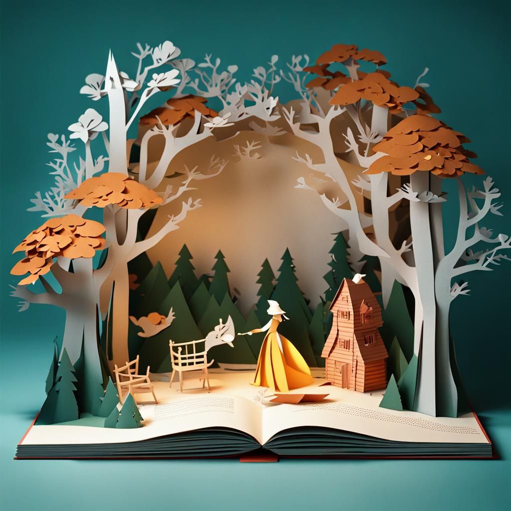 Magical Pop-Up Book Scene in 3D