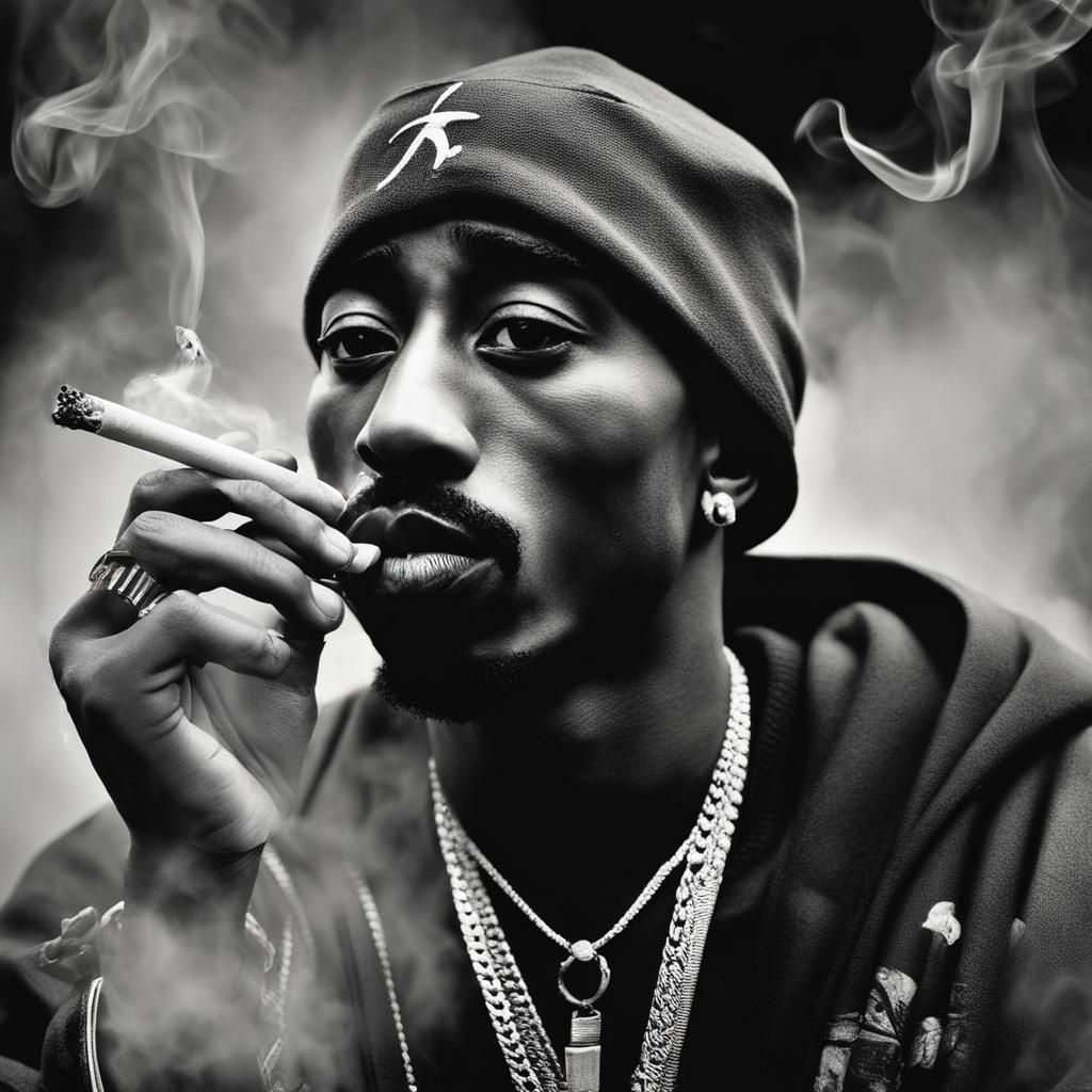 Hyperrealistic Portrait of 2Pac Smoking