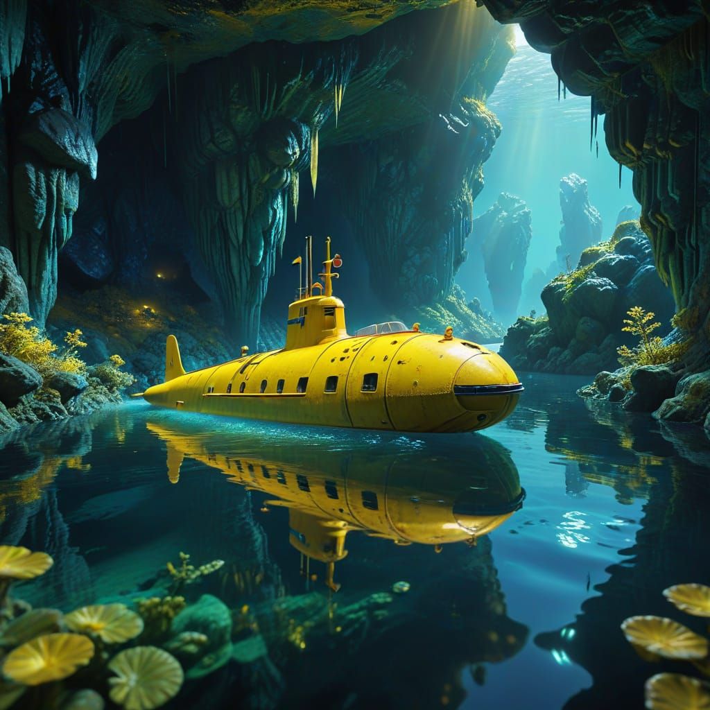 Yellow Submarine in Crystal Cave Lake