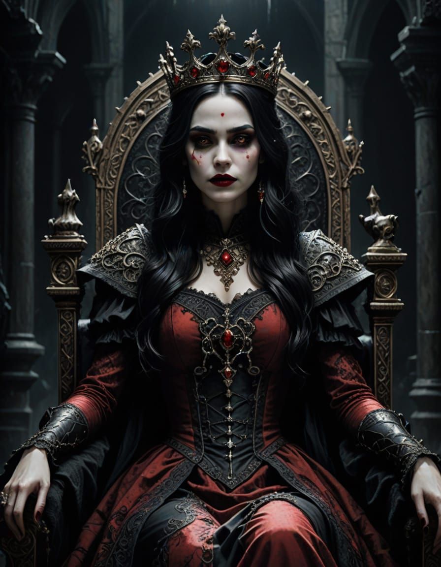 Gothic Fantasy Queen in Dark Romanticism Style