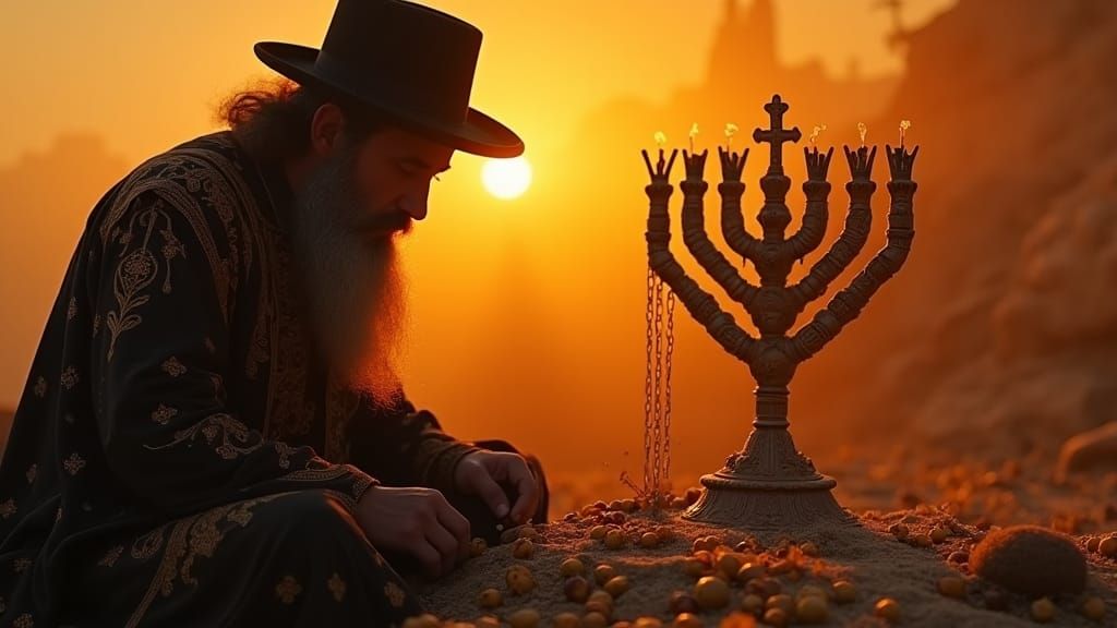 Jewish Man Builds Sukkah in Cinematic Film Still