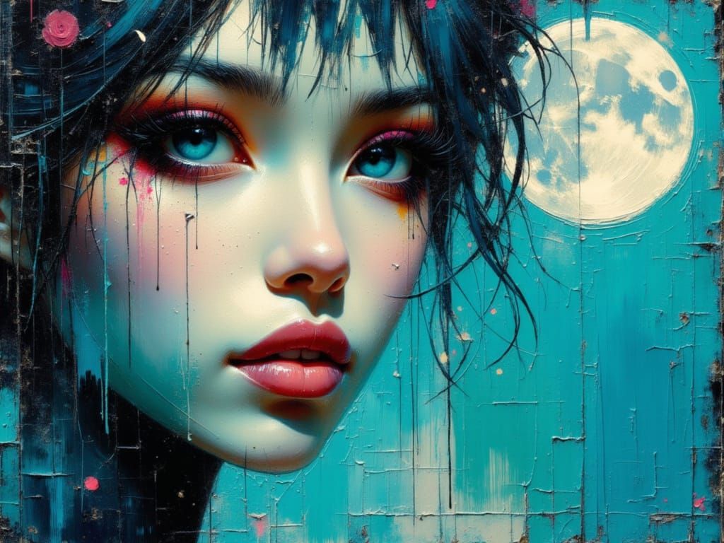 Enchanting Elf Geisha Under Bioluminescent Moon