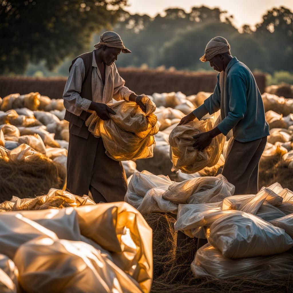 Waste Pickers in Golden Hour Light