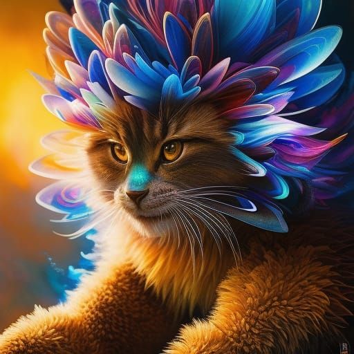 Chibi Blue Character with Electric Flowers