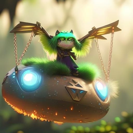 Chibified Forest Spirit on Donut Swing