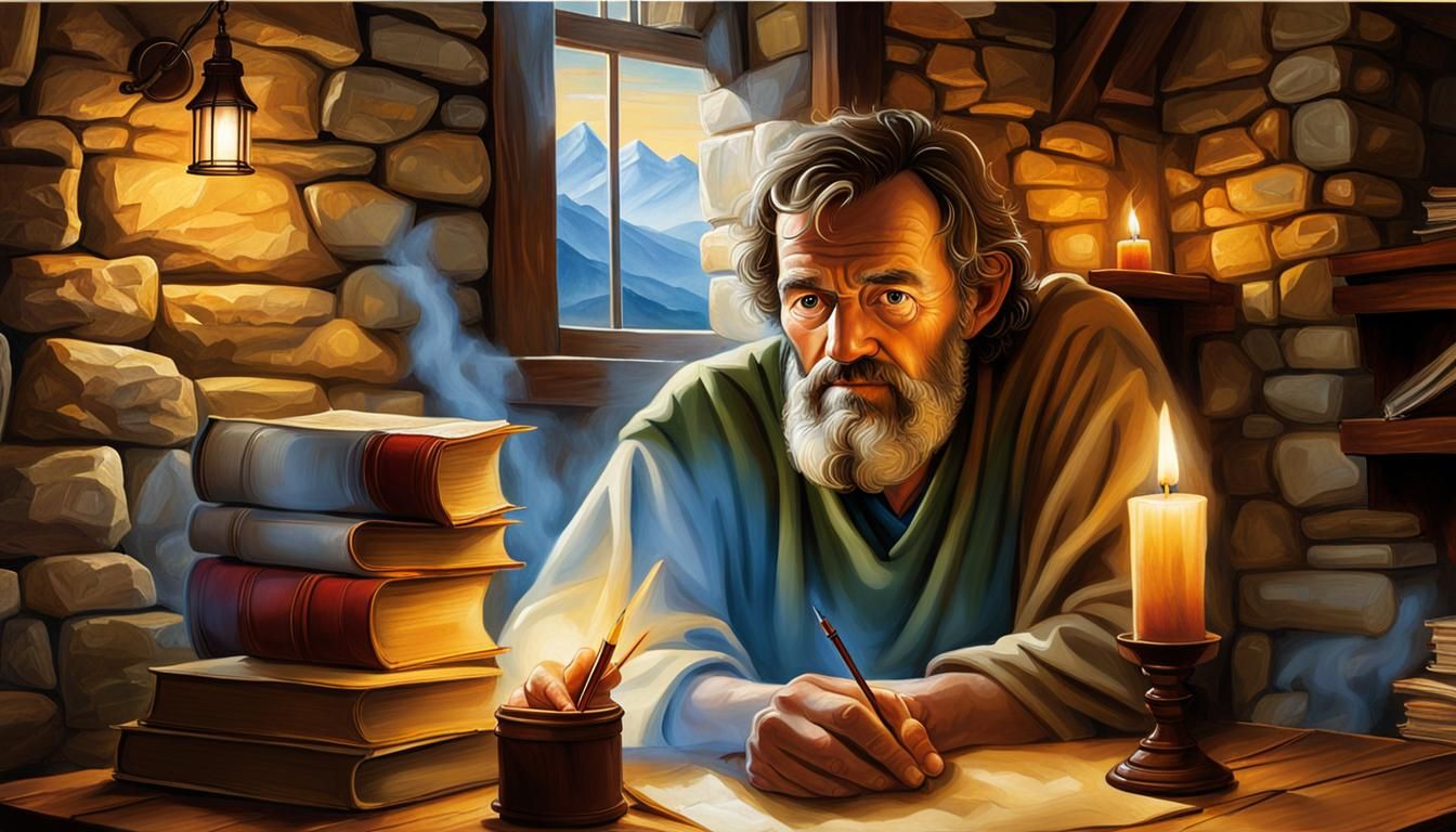 Paul the Apostle Studying by Firelight Portrait