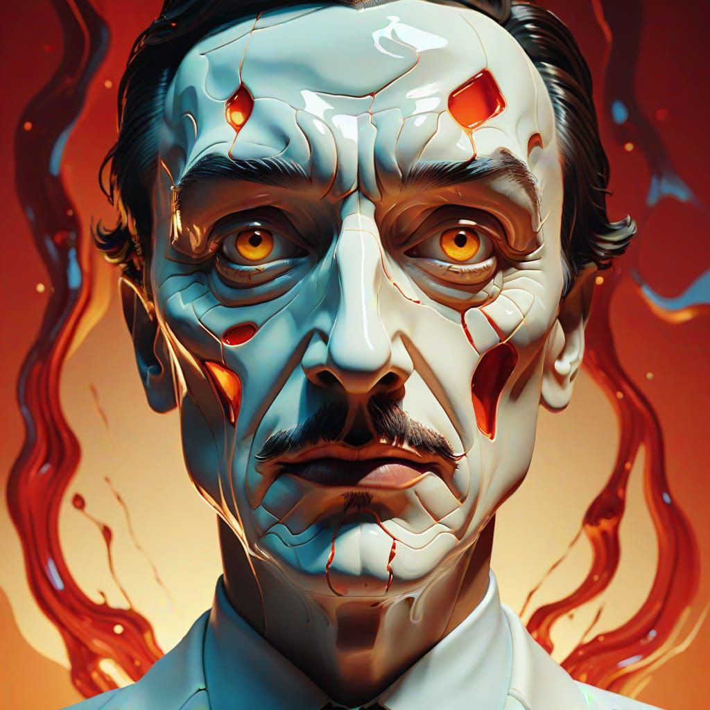 Surrealist Figure Emerges from Dreamlike Shadows