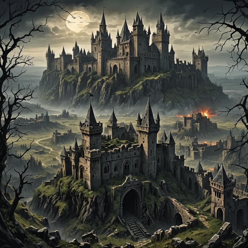 Battle-Scarred Fortress in a Ravaged Wasteland