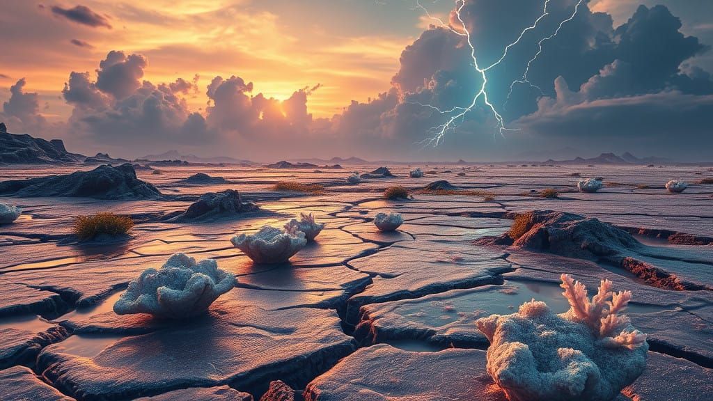 Surreal Frosty Terrain on an Alien World, Veiled in Ethereal...