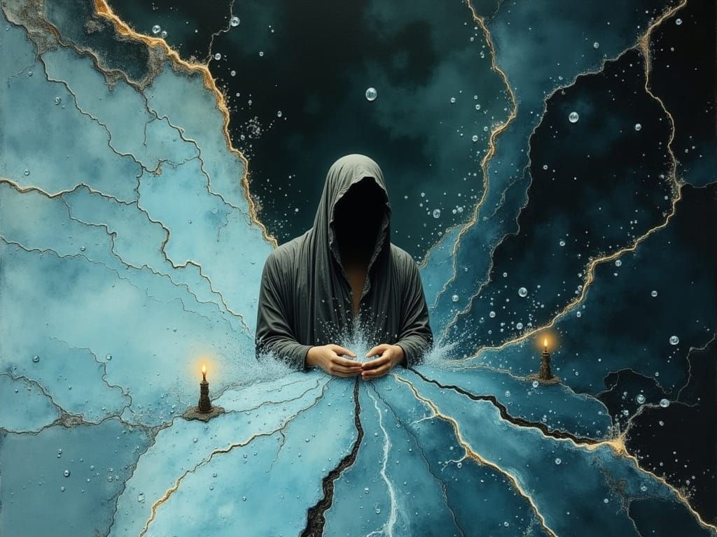 Dark Fantasy Alchemist in Dimly Lit Laboratory