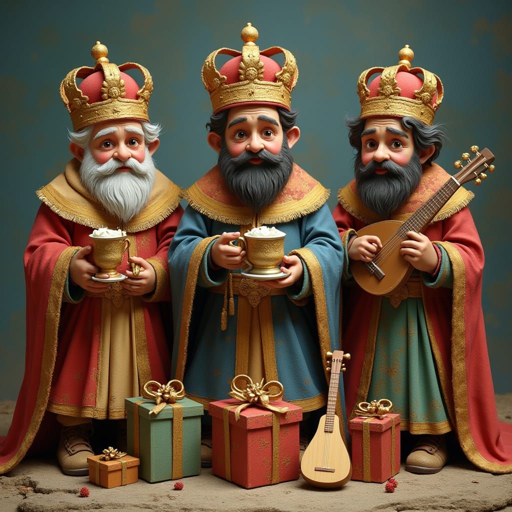 Three Kings Bearing Gifts in Vivid Colors