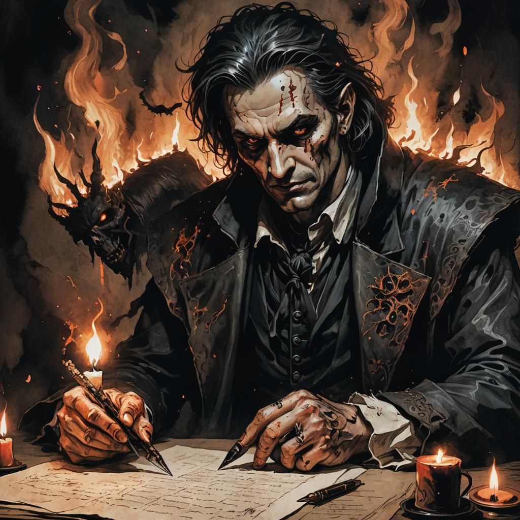 Demonic Pact: A Dark Fantasy Illustration