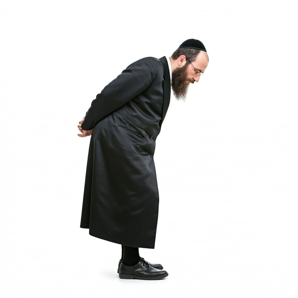 Traditional Hasidic Rabbi in Relaxed Posture on White Backgr...