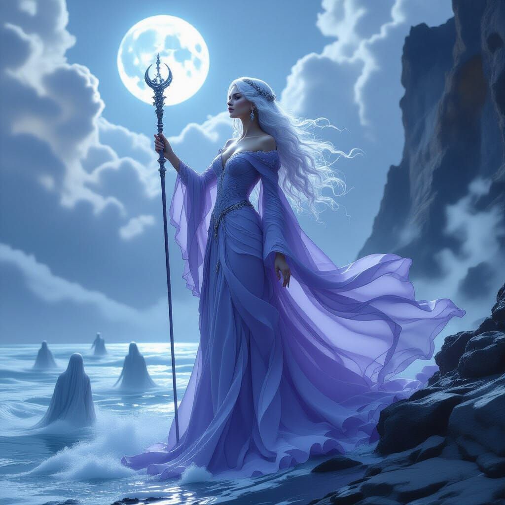 Ethereal Duchess Directs Lunar Tides in Surreal Fantasy Land...