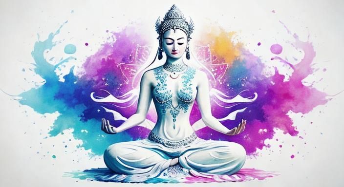 Goddess Meditating in Milk, Textured Speed Paint