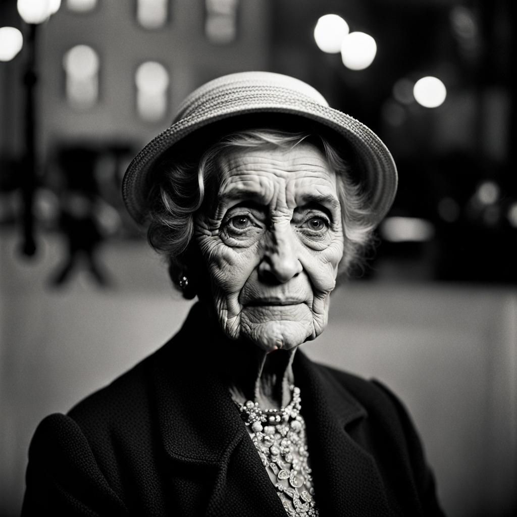 Soulful Black and White Portrait of an Elderly Woman